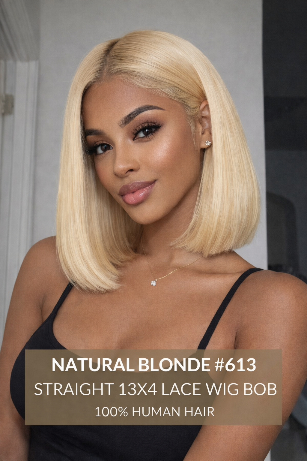 NATURAL BLONDE #613 , STRAIGHT 13X4 LACE WIG BOB 100% HUMAN HAIR