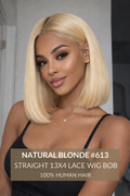 NATURAL BLONDE #613 , STRAIGHT 13X4 LACE WIG BOB 100% HUMAN HAIR