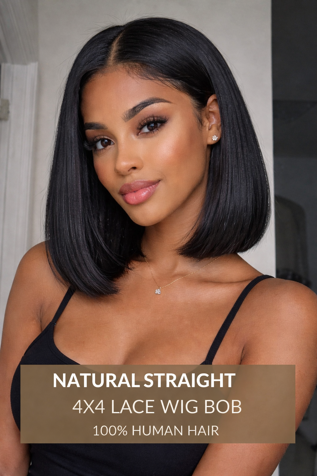 NATURAL STRAIGHT 4X4 LACE WIG BOB 100% HUMAN HAIR