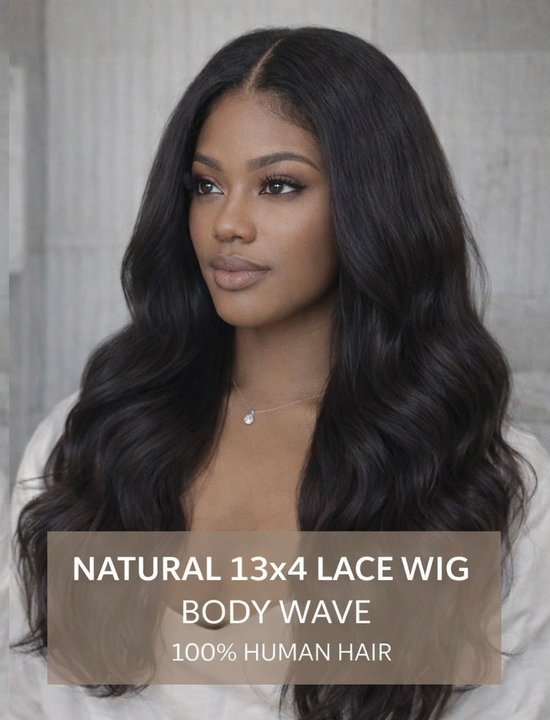 NATURAL 13 X 4 LACE WIG 100% HUMAN HAIR
